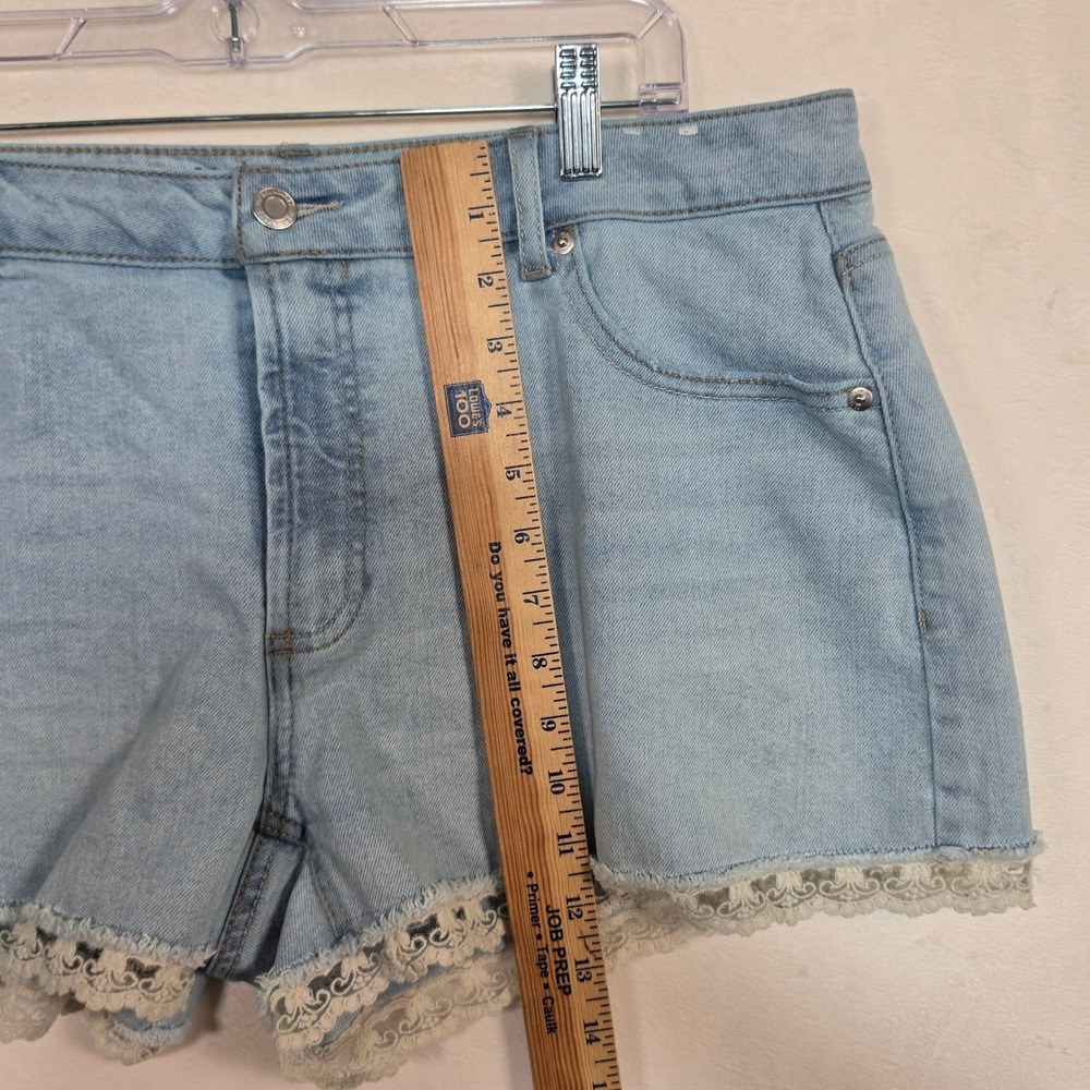 NoBo Denim Shorts Womens 16 Light Blue Boho Crochet Coquette Festival Coastal - Picture 10 of 16